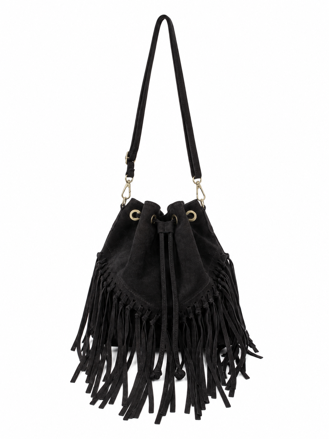 Sac seau en cuir suédé Aurélia noir