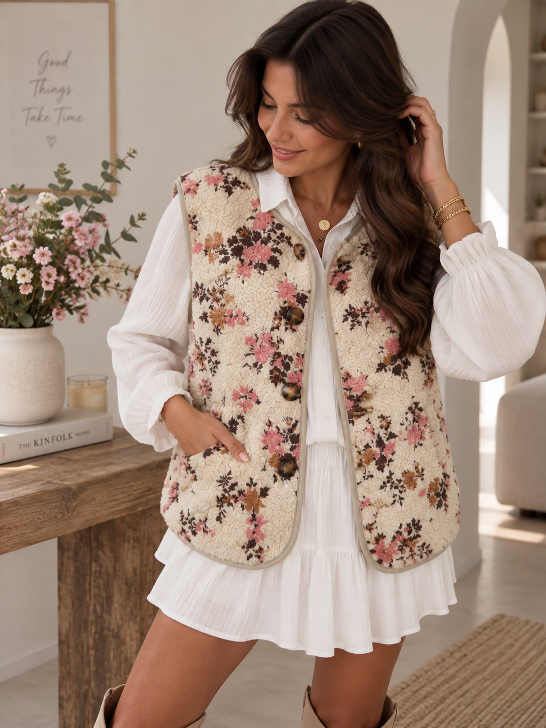 Gilet Teddy Florea beige