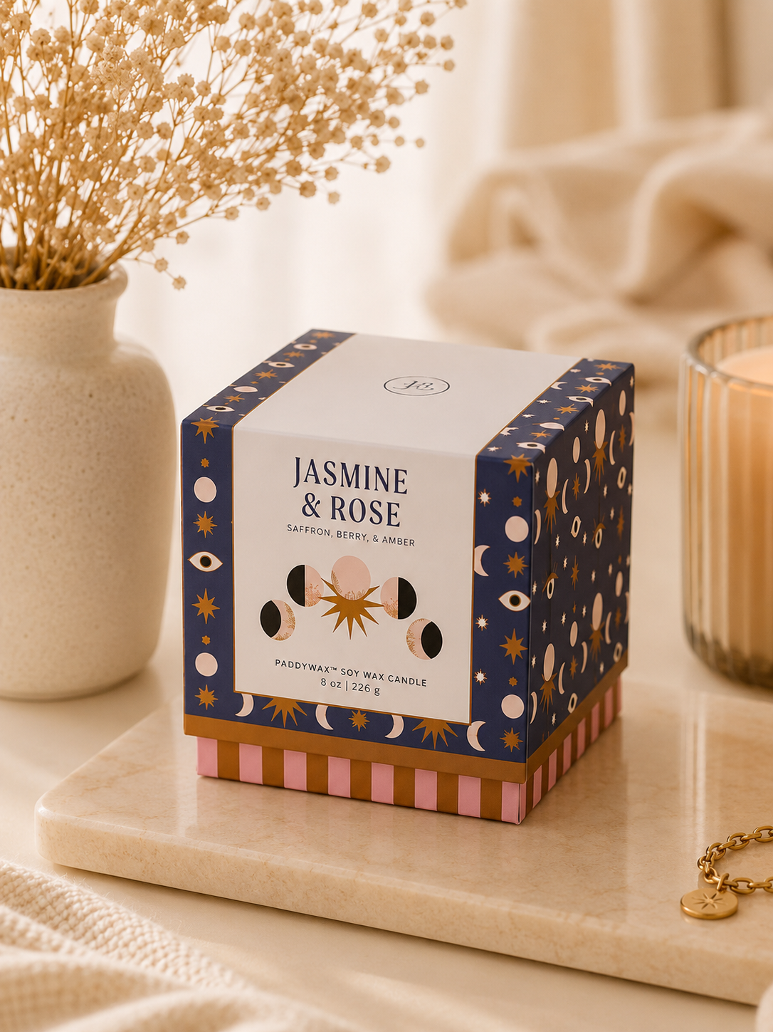 Bougie parfumée Paddywax Jasmine & Rose