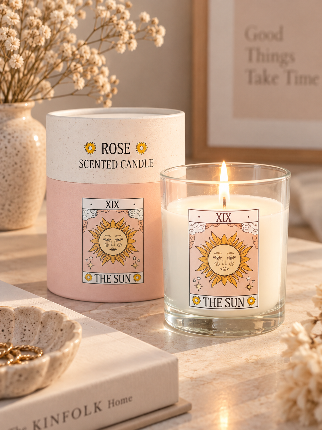 Bougie tarot Rose