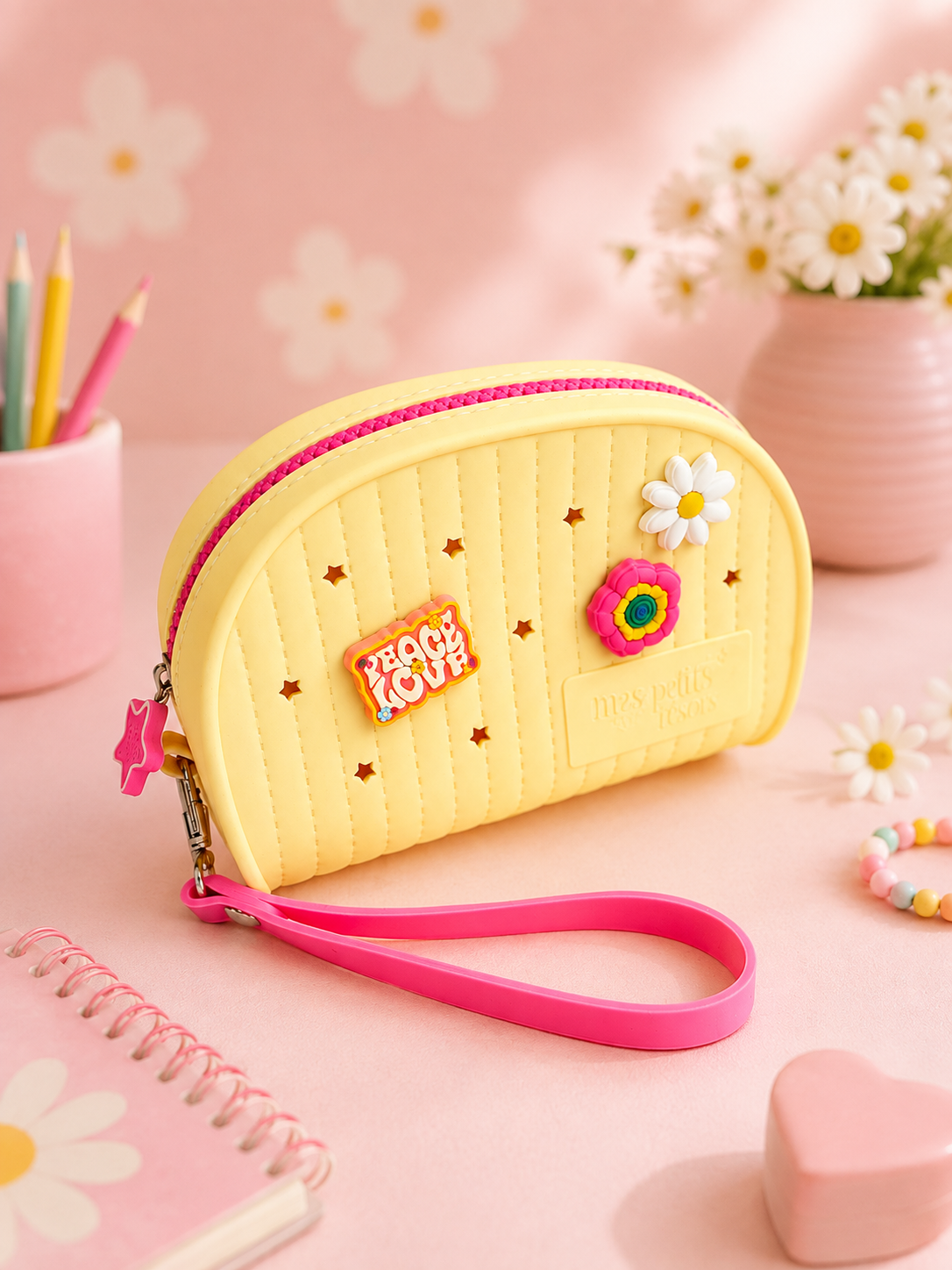 Trousse beauté/maquillage Pop&Clip à personnaliser jaune