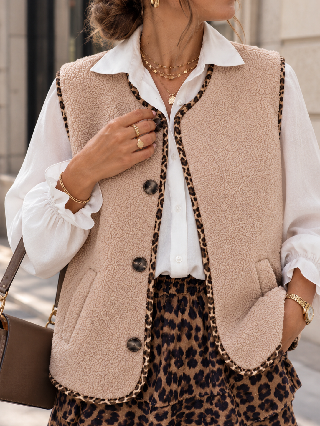 Gilet sans manches Zélie beige