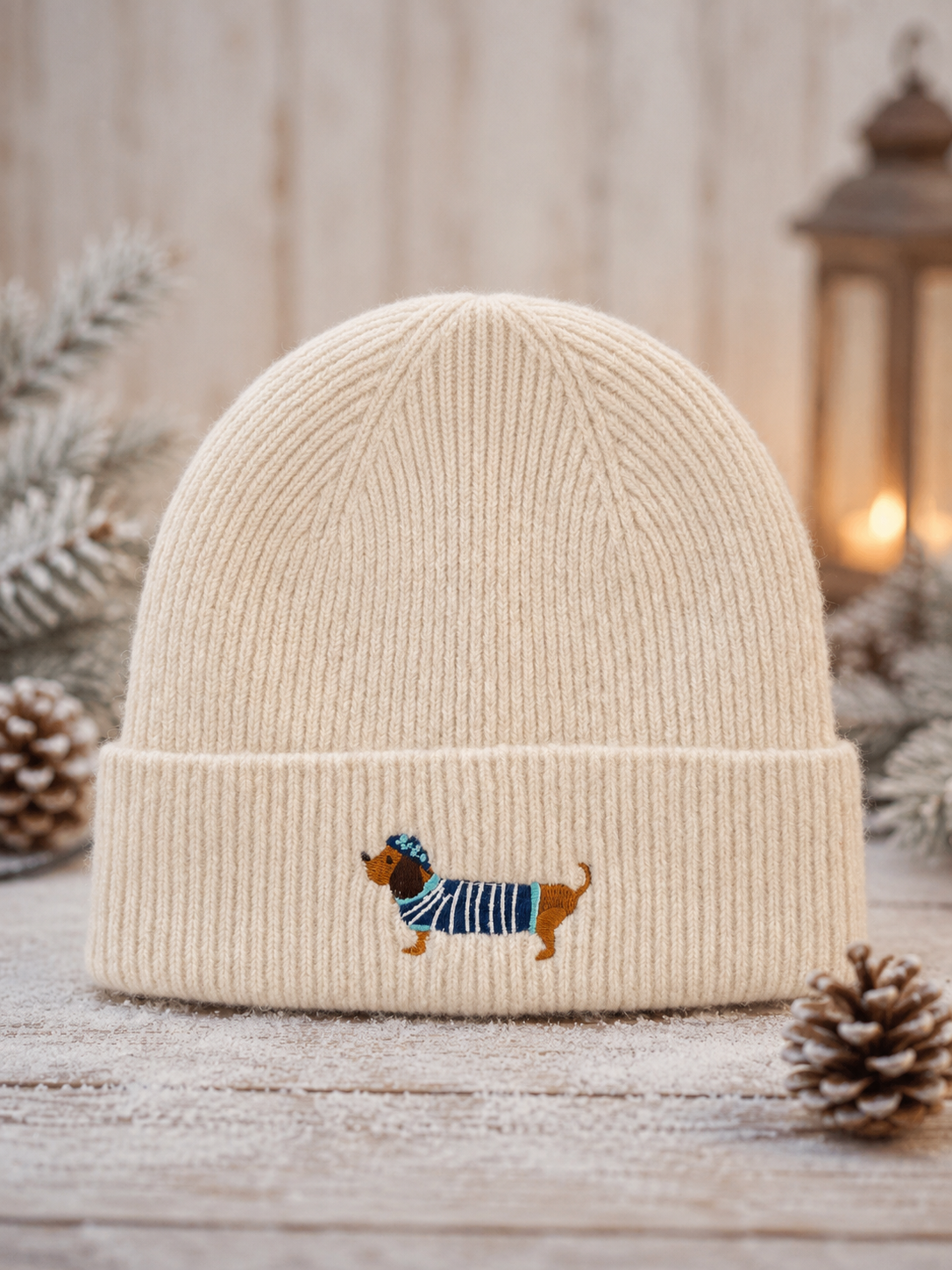 Bonnet laine teckel Siria crème