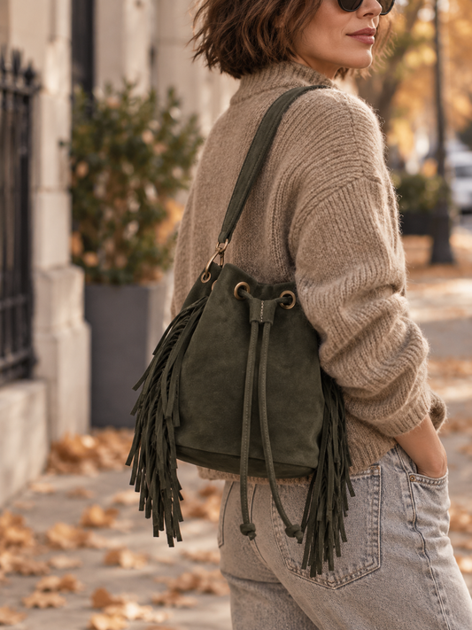 Sac seau en cuir Alma vert