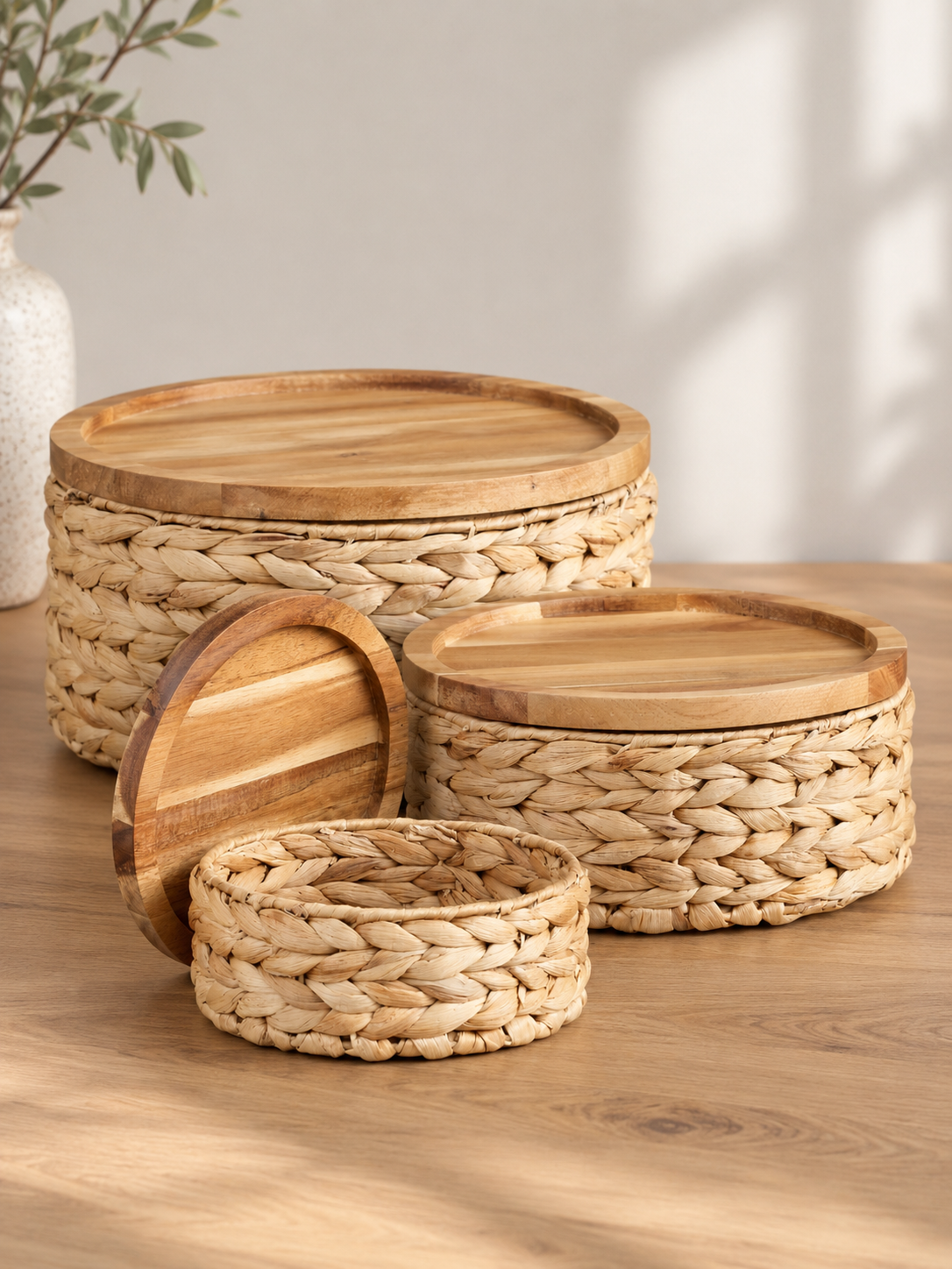 Lot de 3 paniers botofte naturel