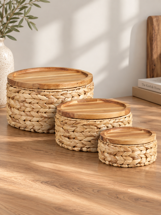 Lot de 3 paniers botofte naturel