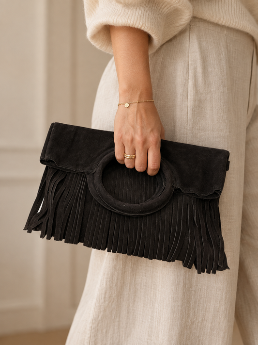 Sac en cuir suédé Galia chocolat