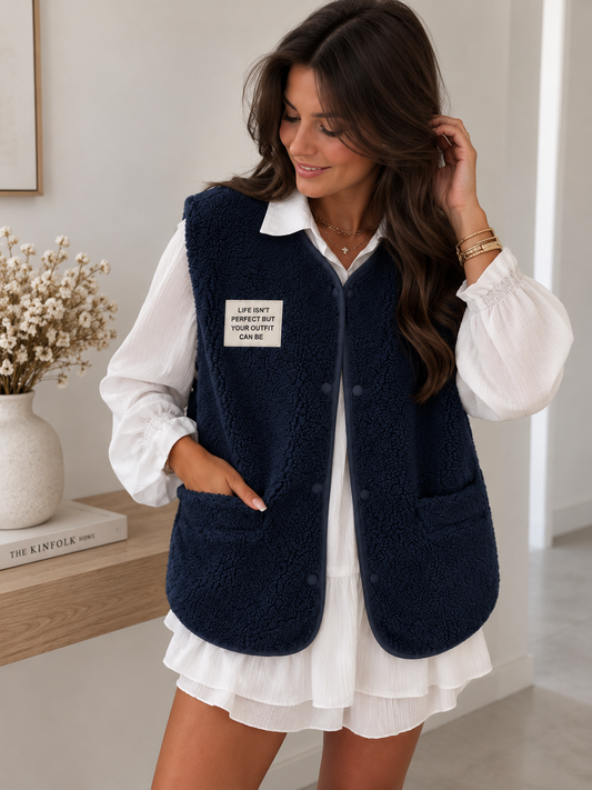 Gilet sans manches Teddy bleu marine