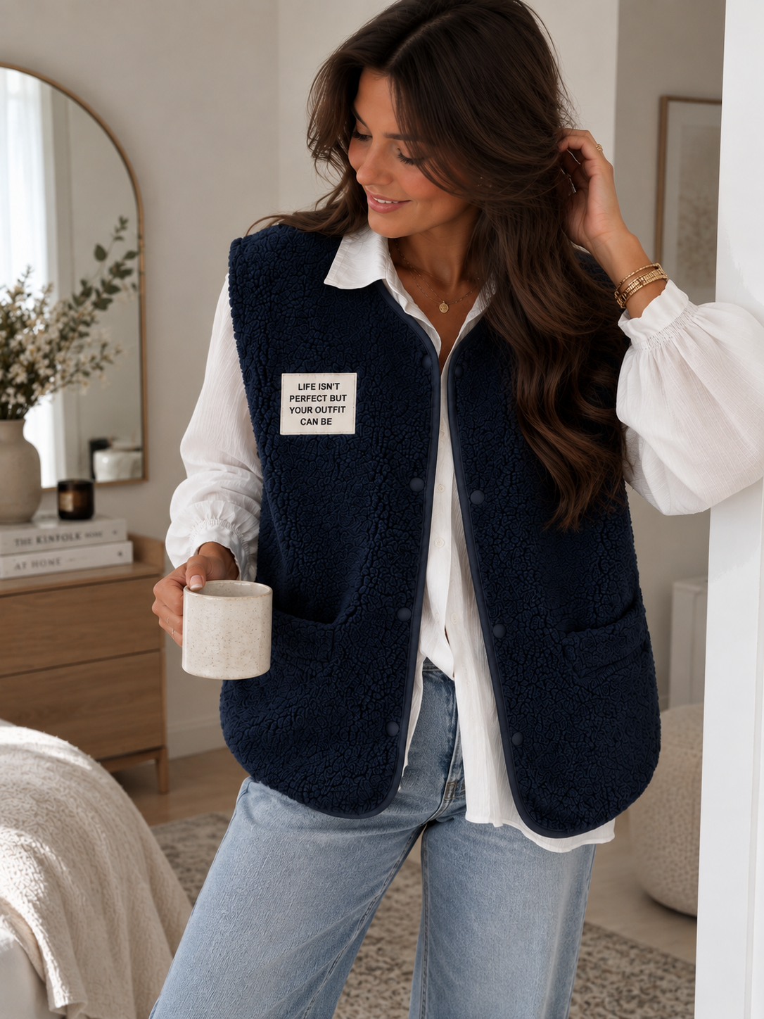 Gilet sans manches Teddy bleu marine