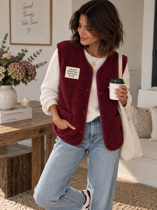 Gilet sans manches Teddy bordeaux