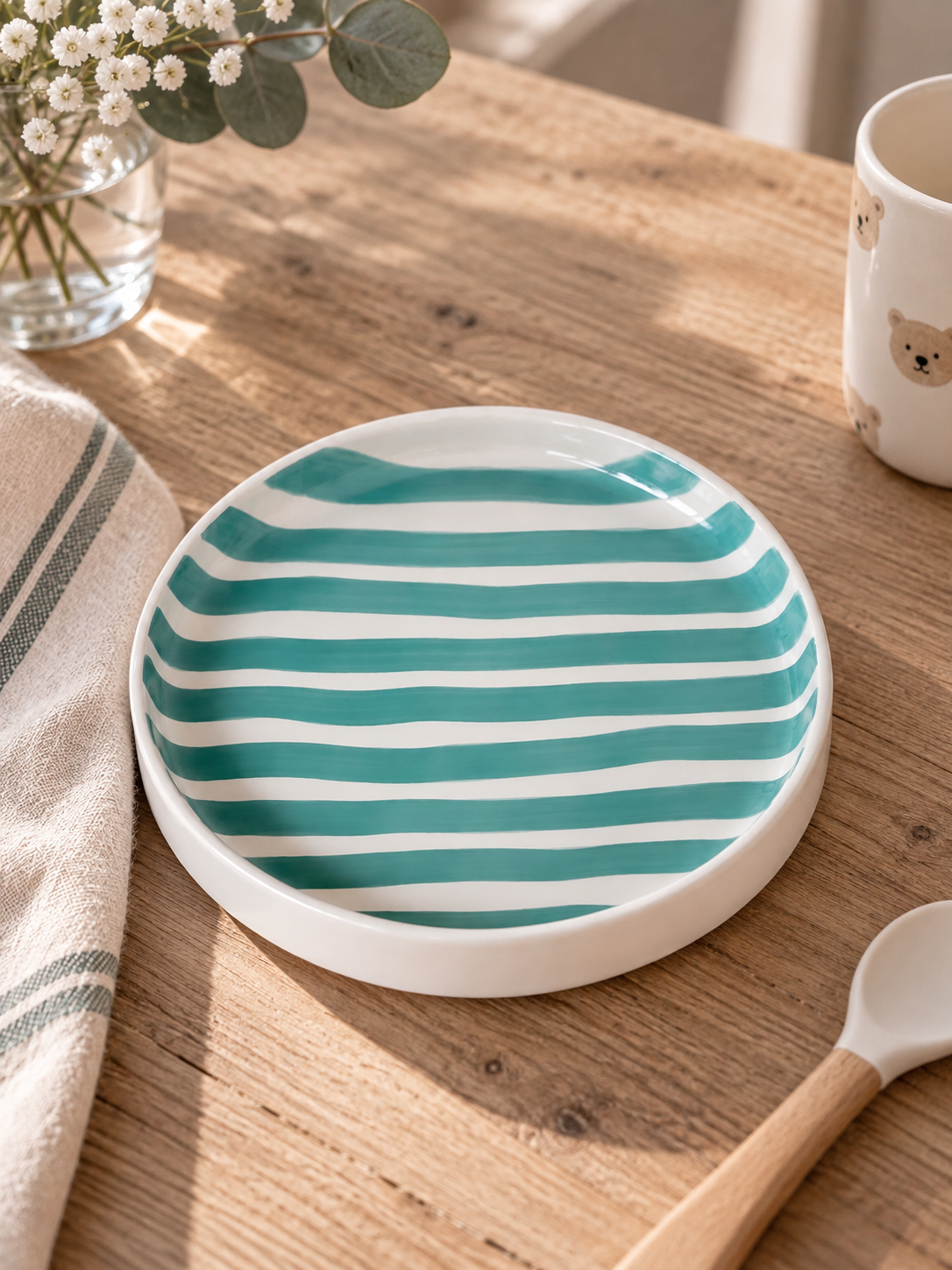 Grande assiette Stripes Amalfi Menthe