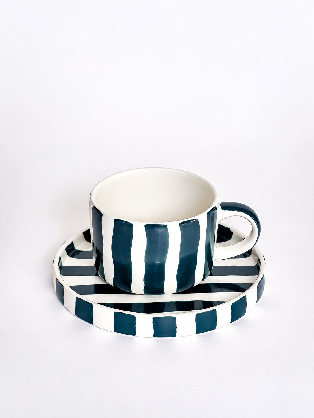 Tasse Cappuccino Stripes vert tendre