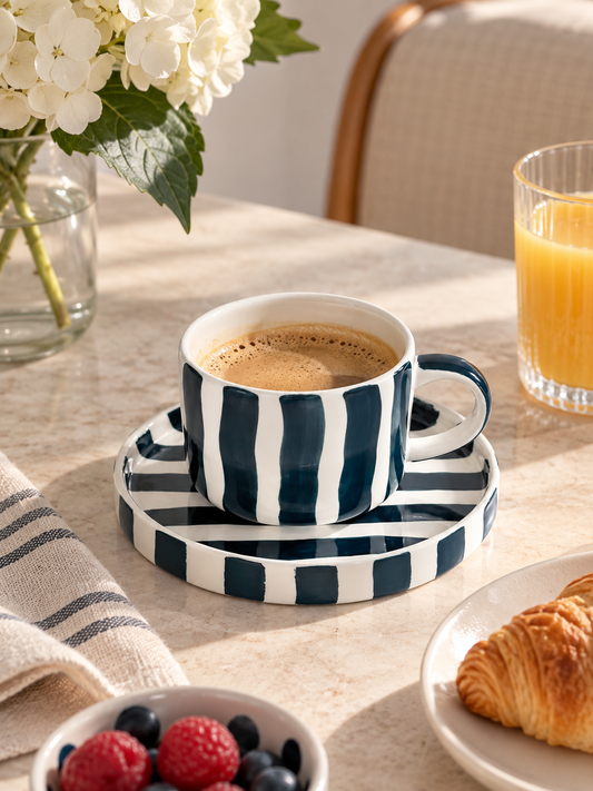 Tasse Cappuccino Stripes vert tendre