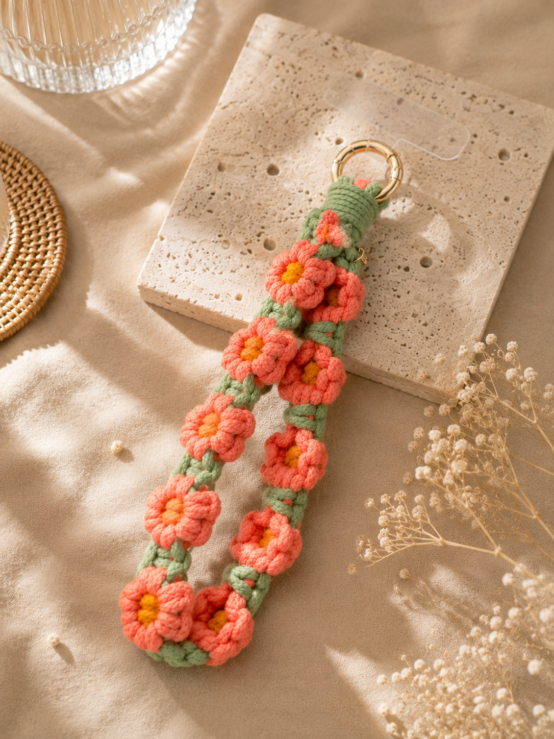 Porte-téléphone - Fleurs Tressée
