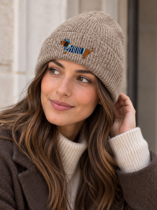 Bonnet laine teckel Siria beige