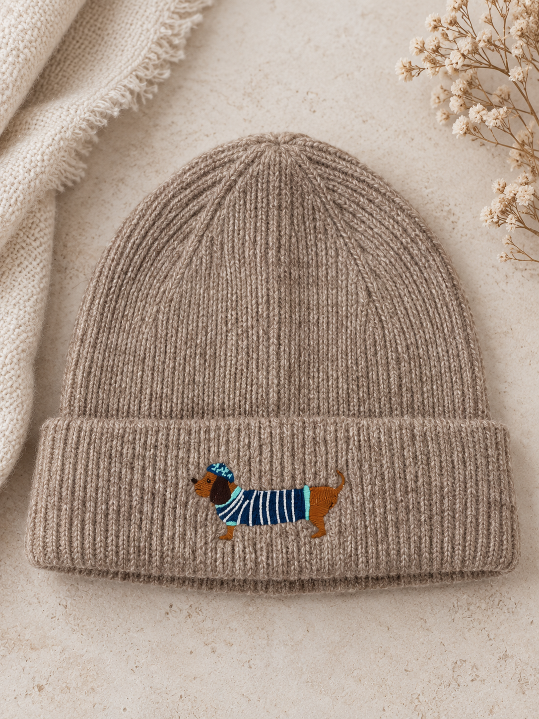 Bonnet laine teckel Siria beige