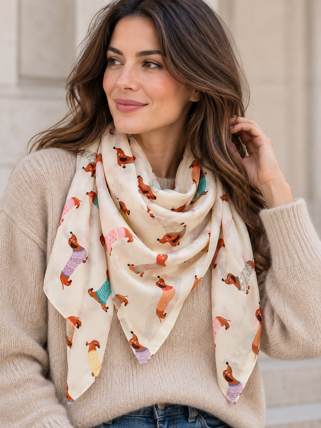 Foulard carré teckel Fany