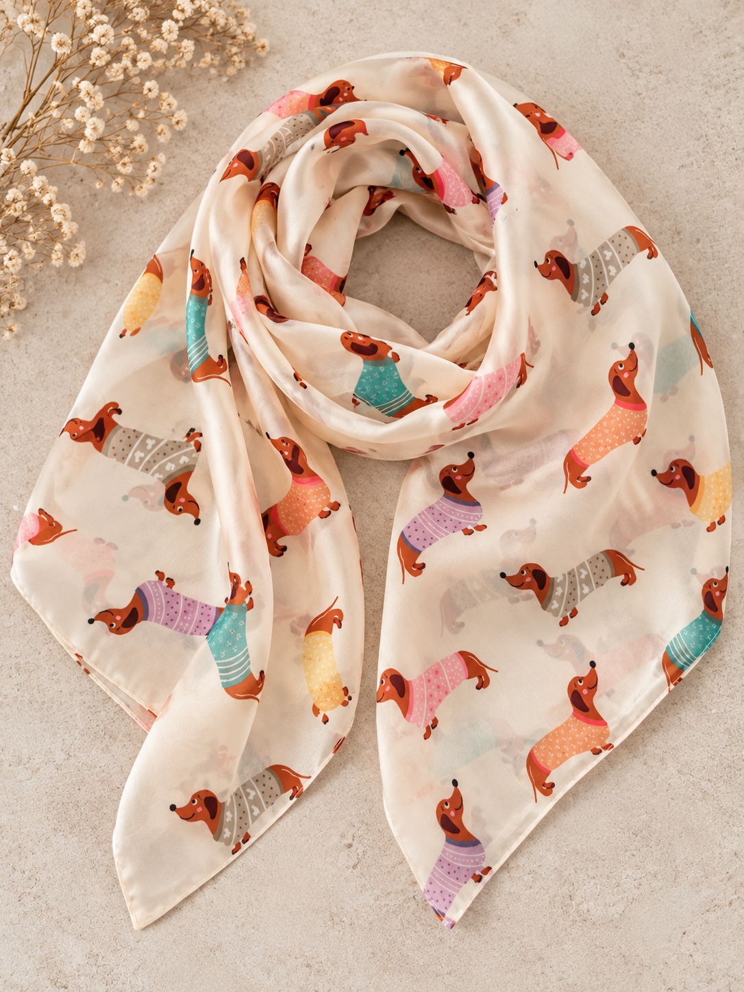 Foulard carré teckel Fany