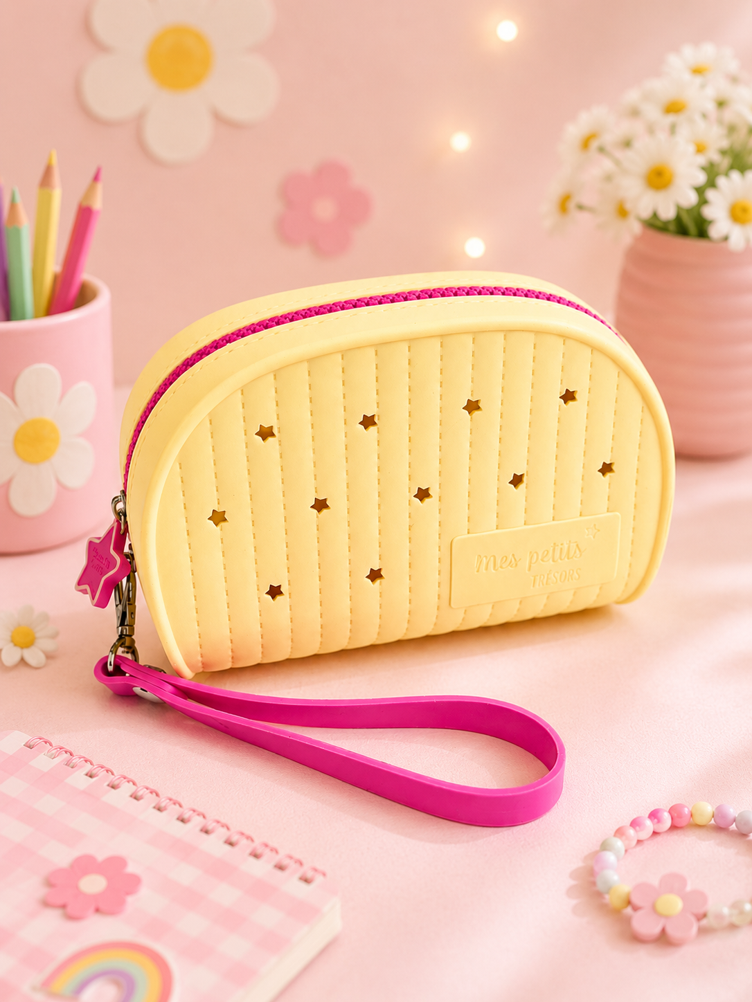Trousse beauté/maquillage Pop&Clip à personnaliser jaune
