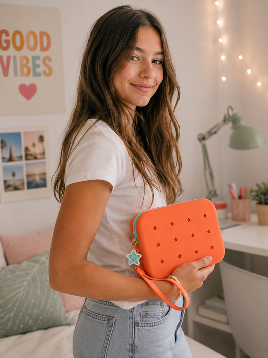 Pochette nomade Pop&Clip en silicone à personnaliser orange