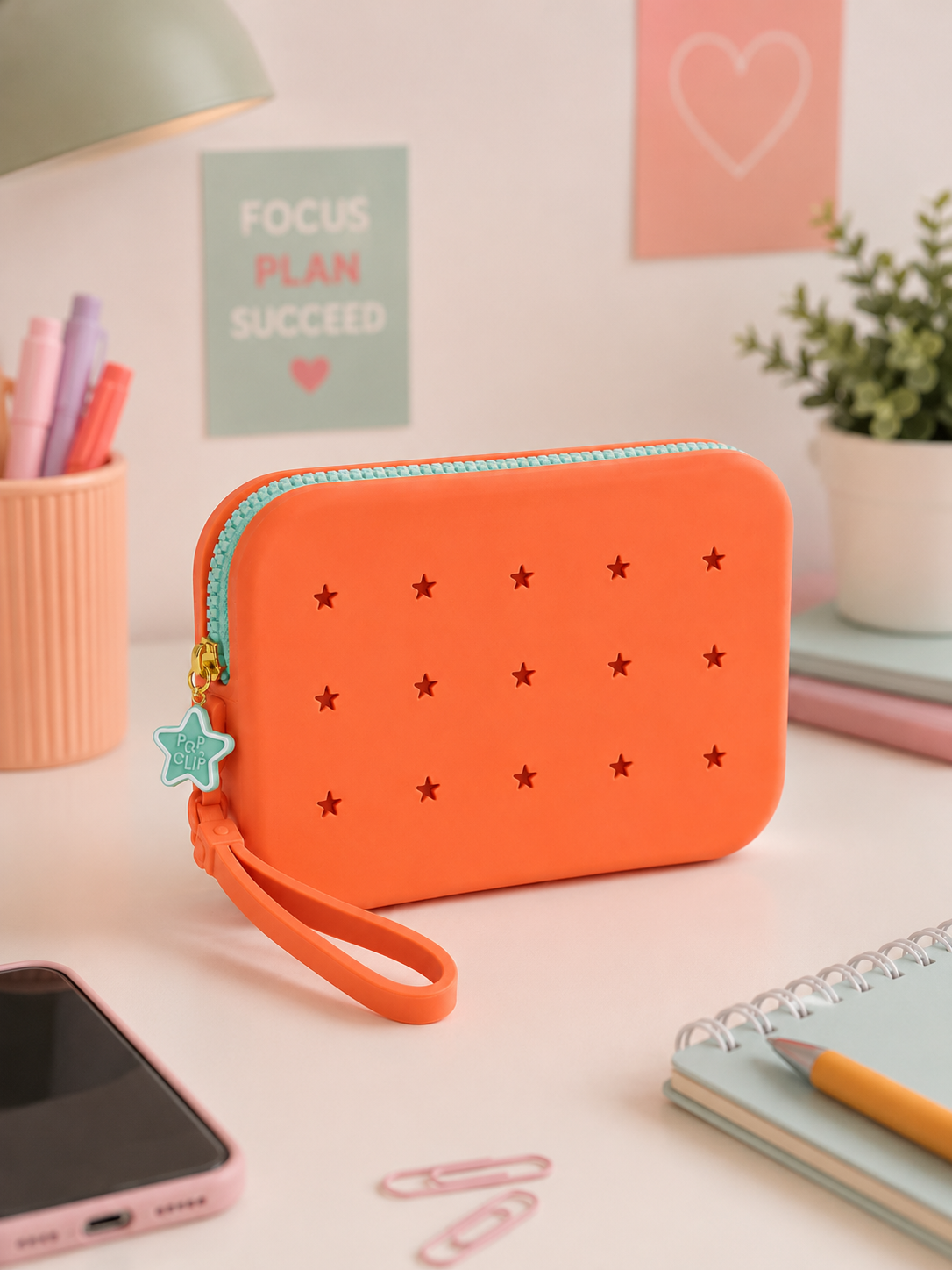 Pochette nomade Pop&Clip en silicone à personnaliser orange