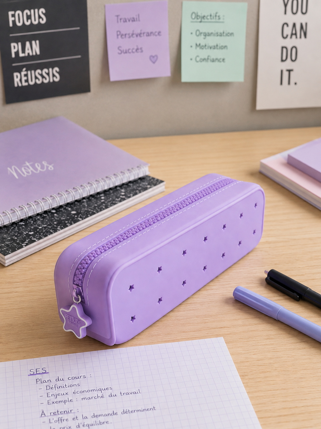 Trousse scolaire perforée Pop&Clip mauve