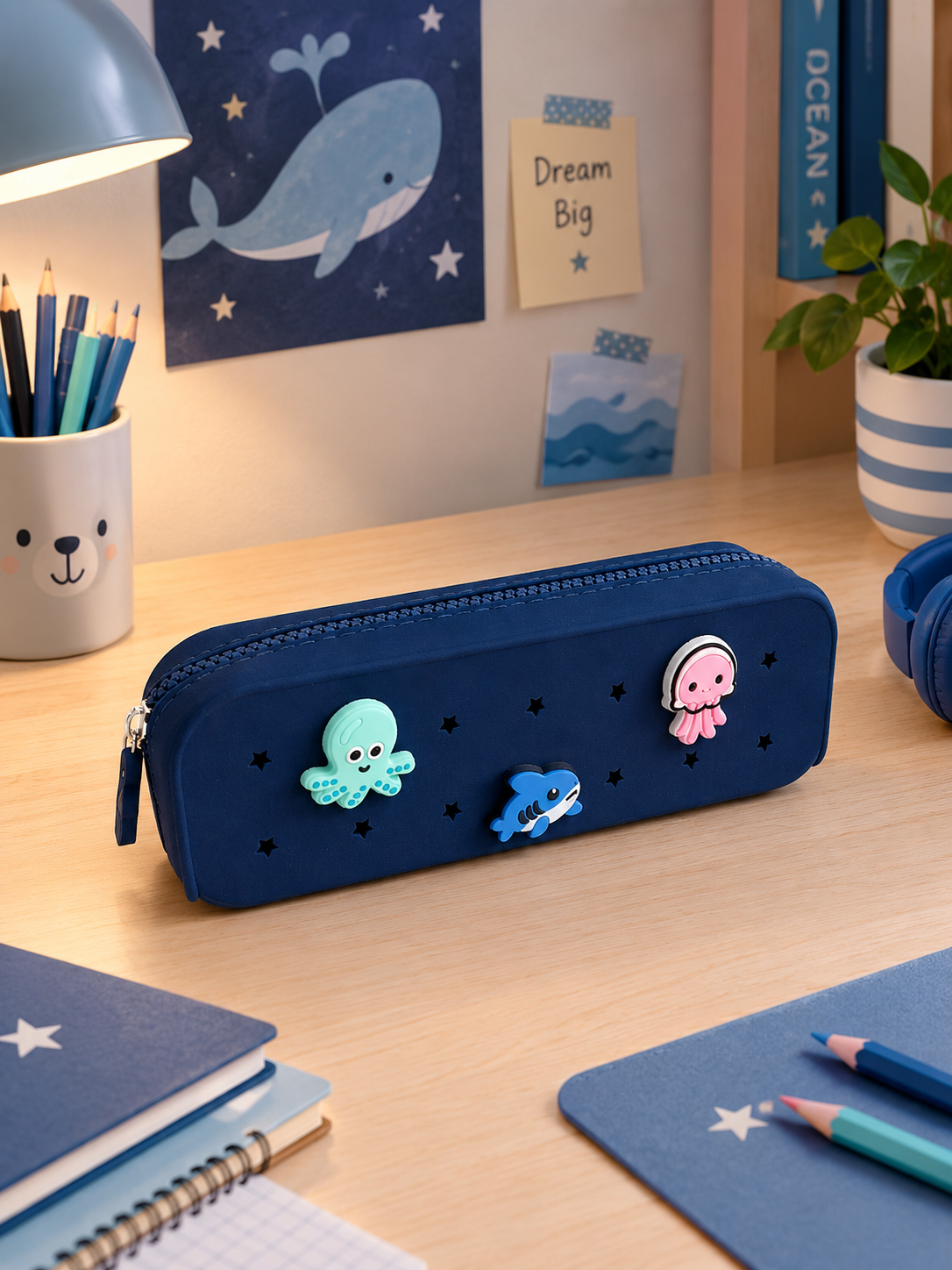 Trousse scolaire perforée Pop&Clip bleu marine