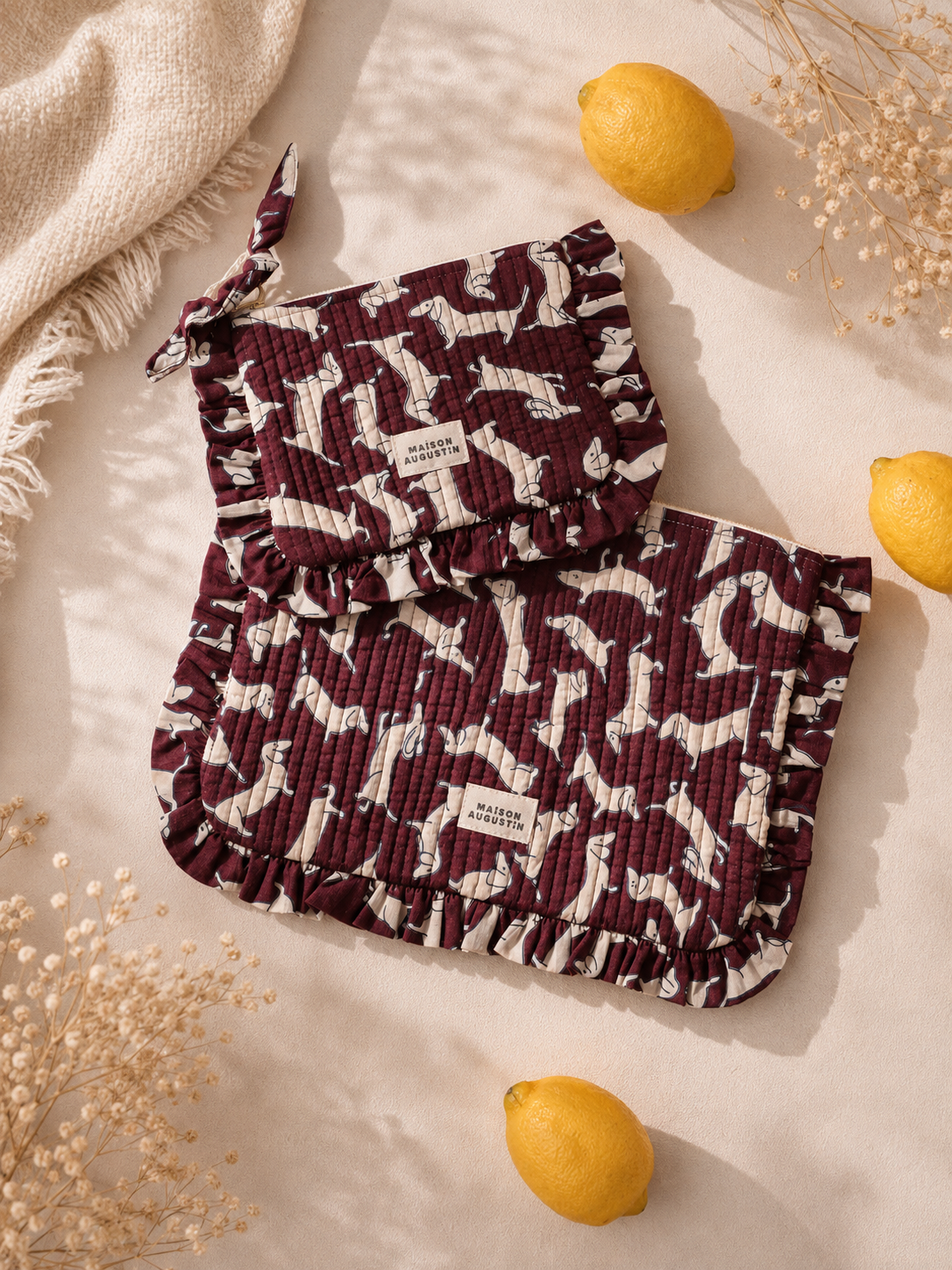 Grande pochette Teckel prune