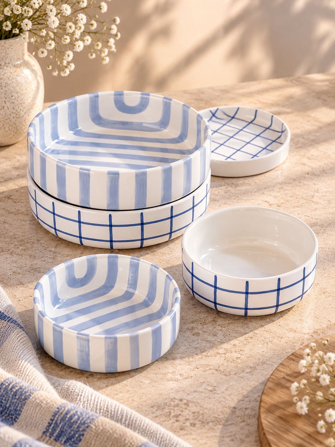 Grand bol Stripes Morning Azzurro