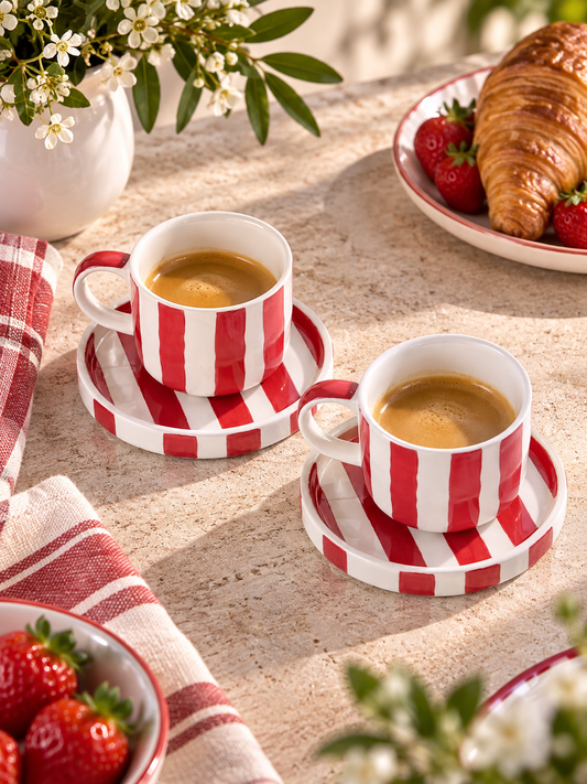 Tasses Espresso Stripes Tramonto Red