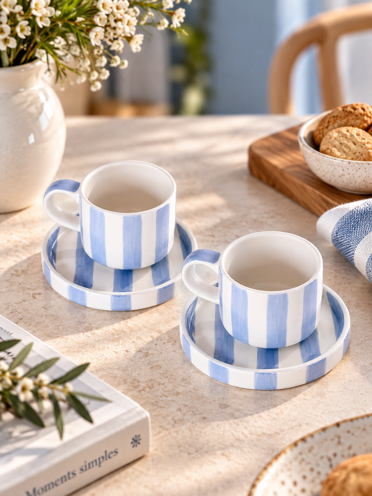 Tasses Espresso Stripes Morning Azzurro