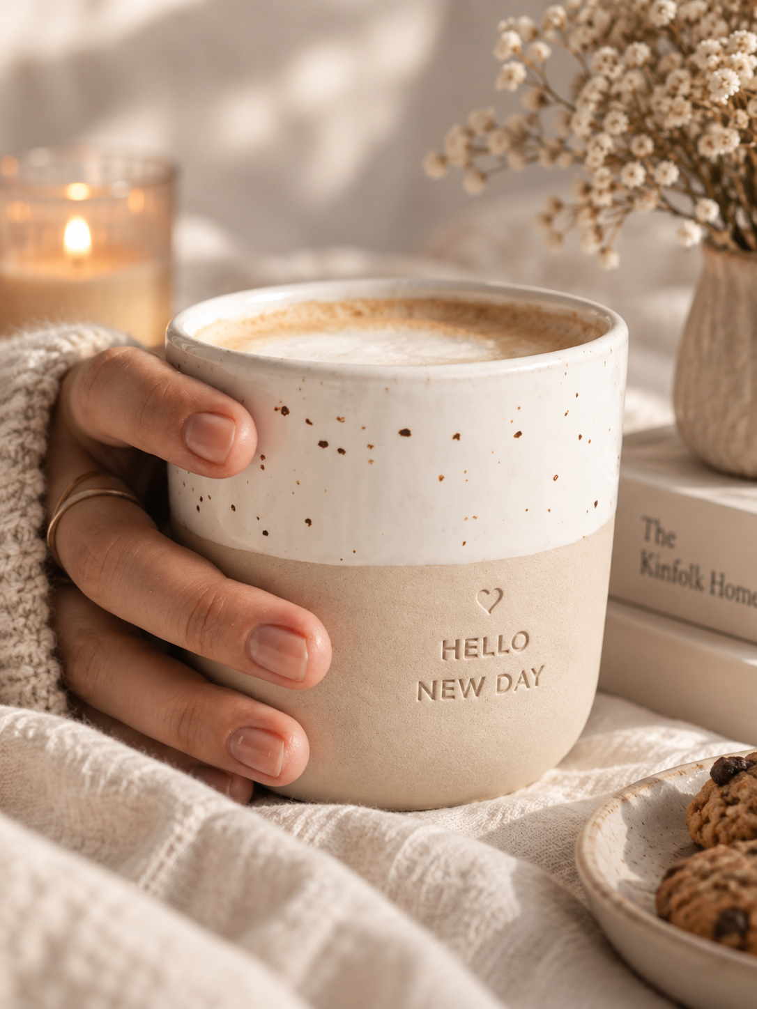 Mug en grès Hello New Day