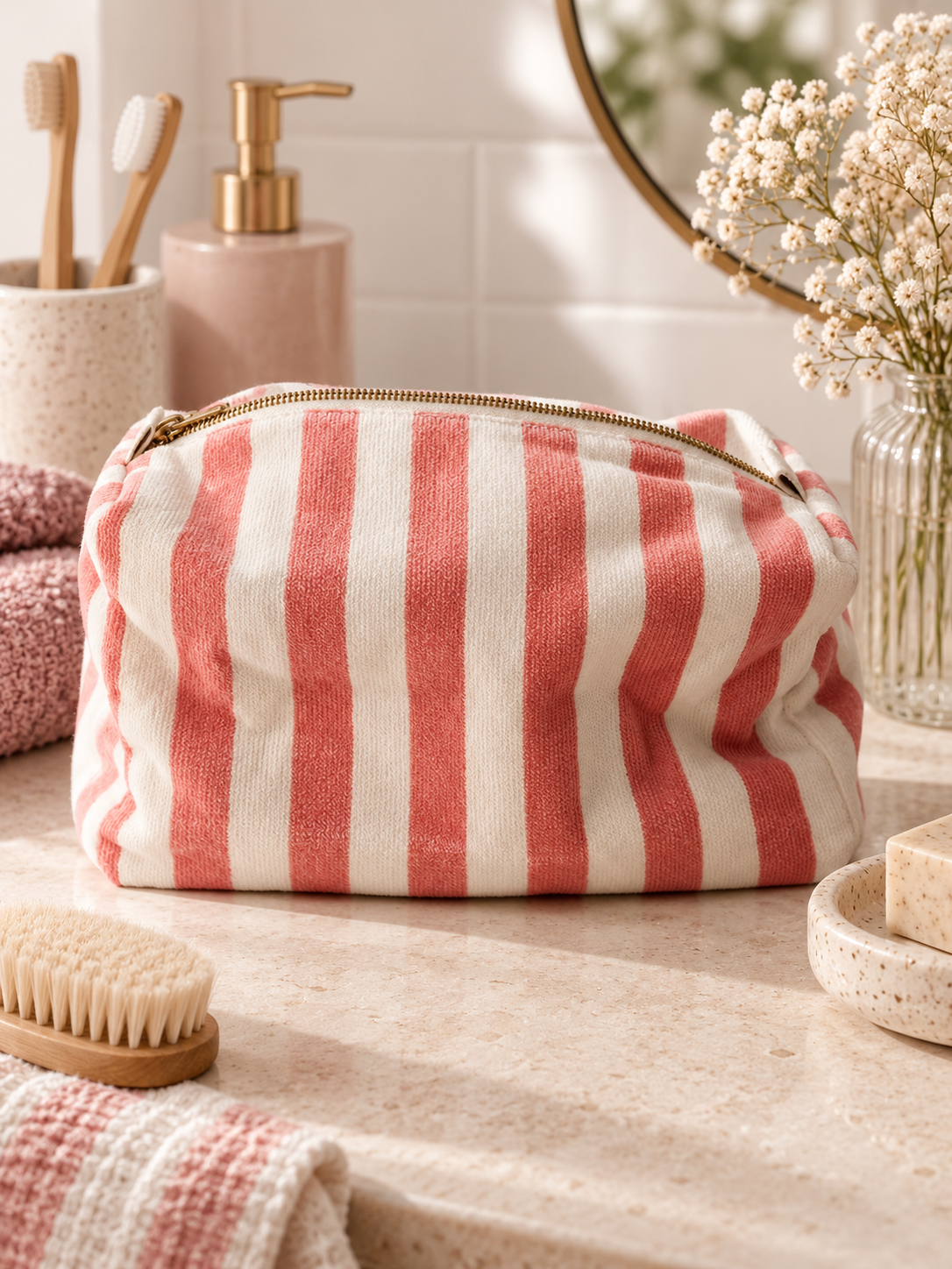 Trousse de toilette Vic éponge fraise